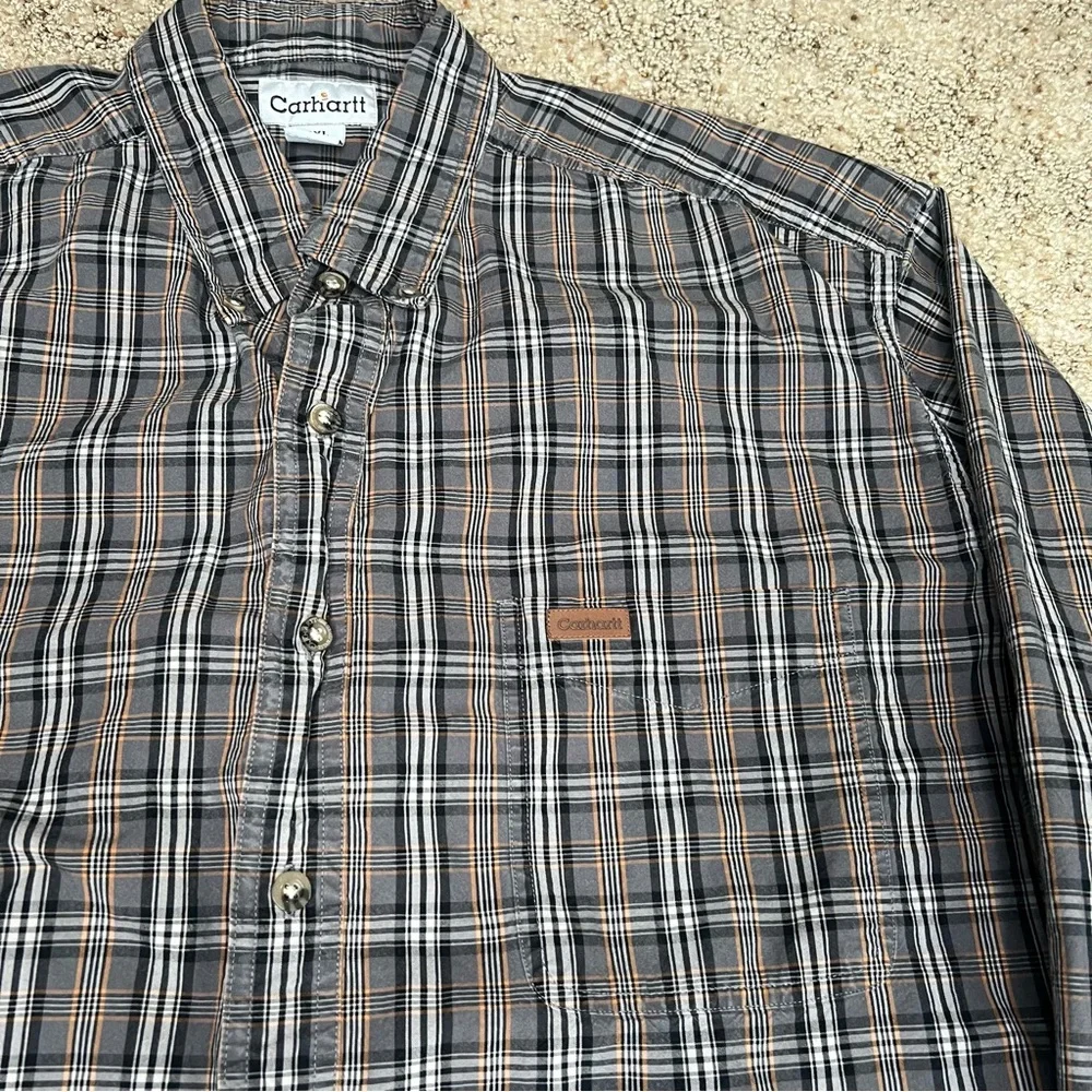 Carhartt men’s plaid 100% cotton flannel button down work shirt 2XL Tall XXL - Picture 3 of 9